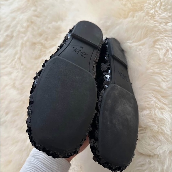 Zara black sequin ballet shoe size 35 BNWT - Picture 2 of 3